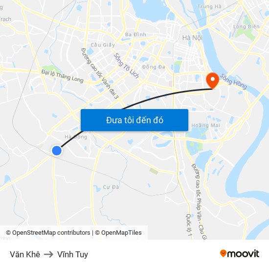 Văn Khê to Vĩnh Tuy map