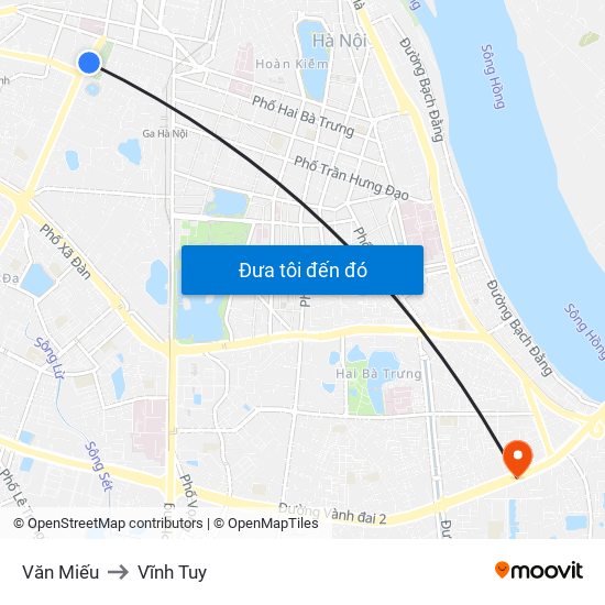 Văn Miếu to Vĩnh Tuy map