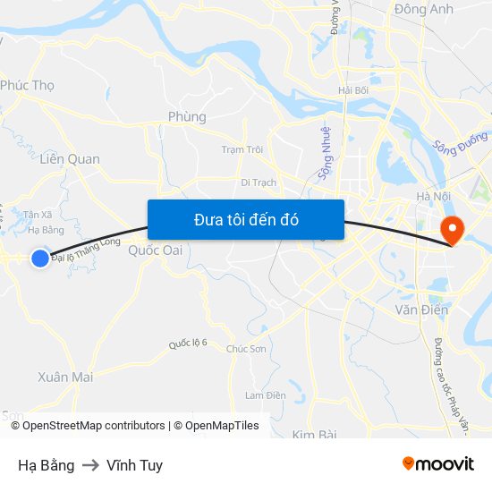 Hạ Bằng to Vĩnh Tuy map