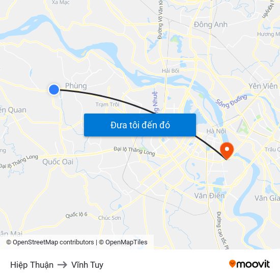 Hiệp Thuận to Vĩnh Tuy map