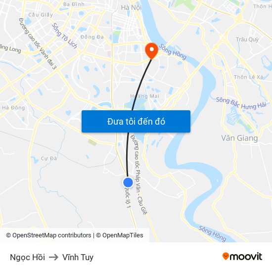Ngọc Hồi to Vĩnh Tuy map