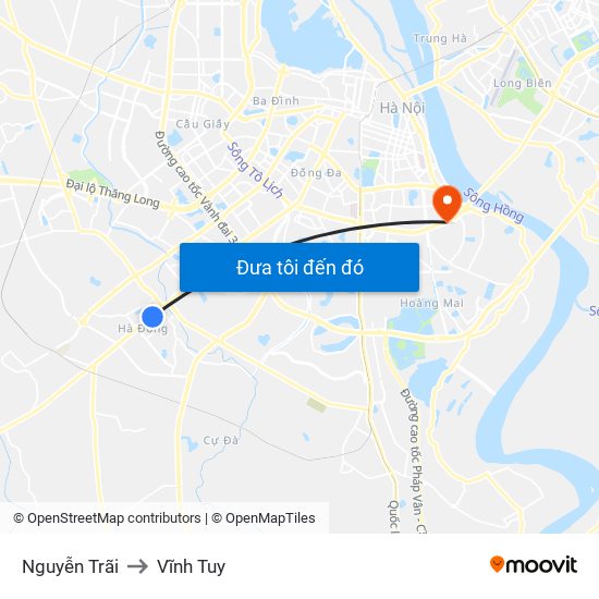 Nguyễn Trãi to Vĩnh Tuy map