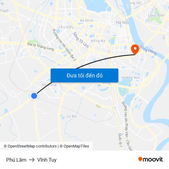 Phú Lãm to Vĩnh Tuy map