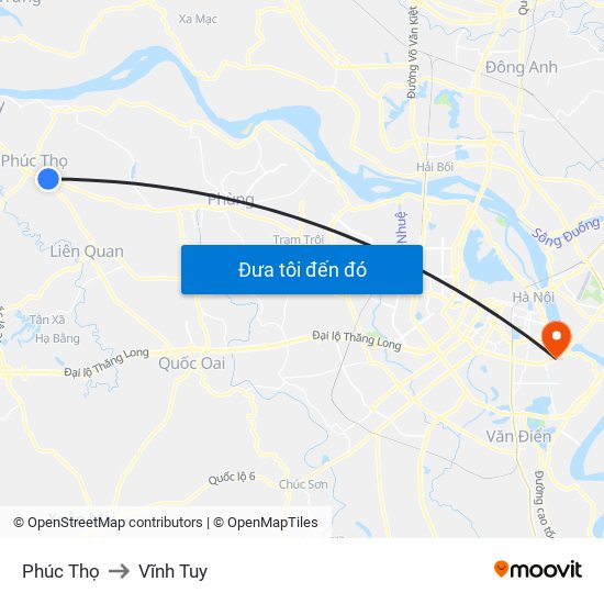 Phúc Thọ to Vĩnh Tuy map