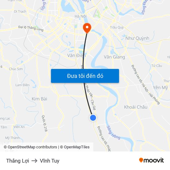 Thắng Lợi to Vĩnh Tuy map