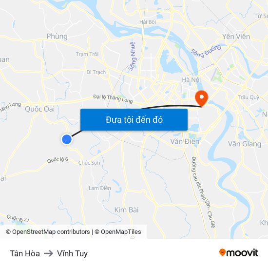 Tân Hòa to Vĩnh Tuy map