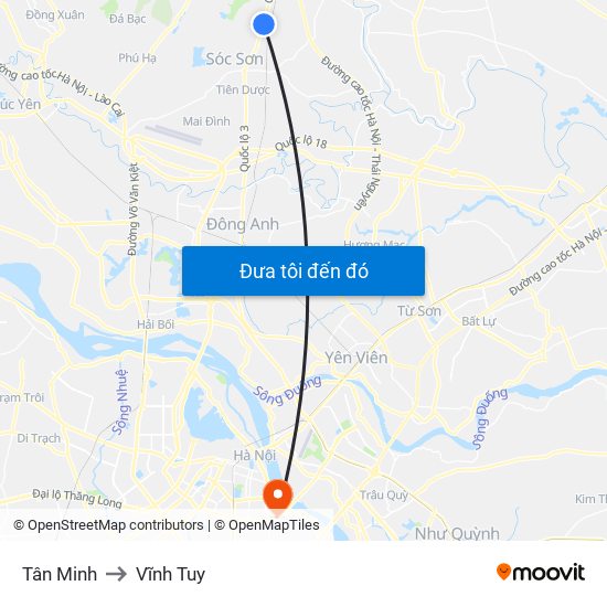 Tân Minh to Vĩnh Tuy map