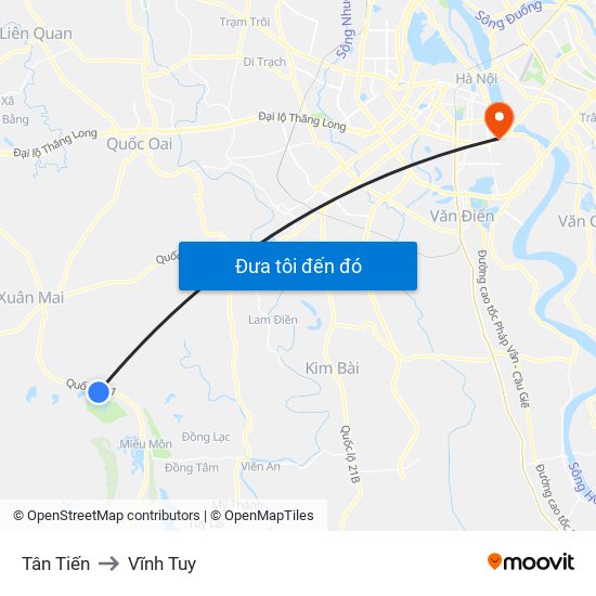 Tân Tiến to Vĩnh Tuy map