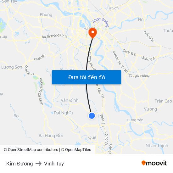 Kim Đường to Vĩnh Tuy map