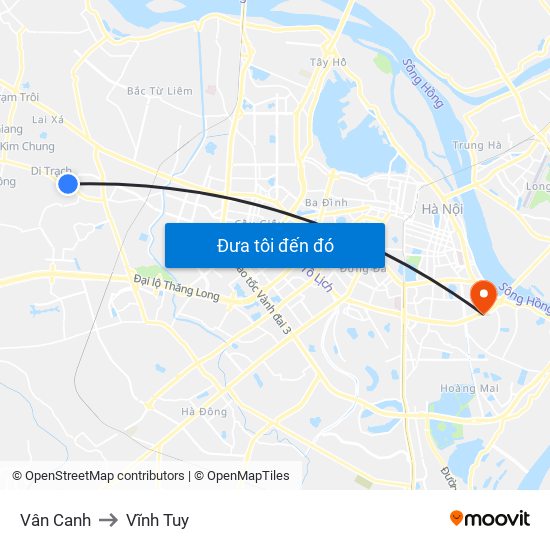 Vân Canh to Vĩnh Tuy map