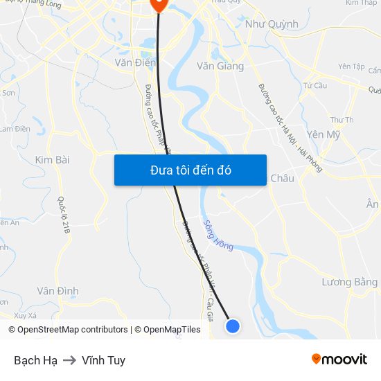 Bạch Hạ to Vĩnh Tuy map