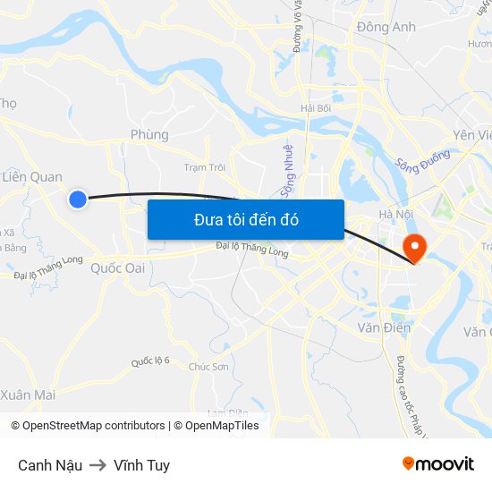 Canh Nậu to Vĩnh Tuy map