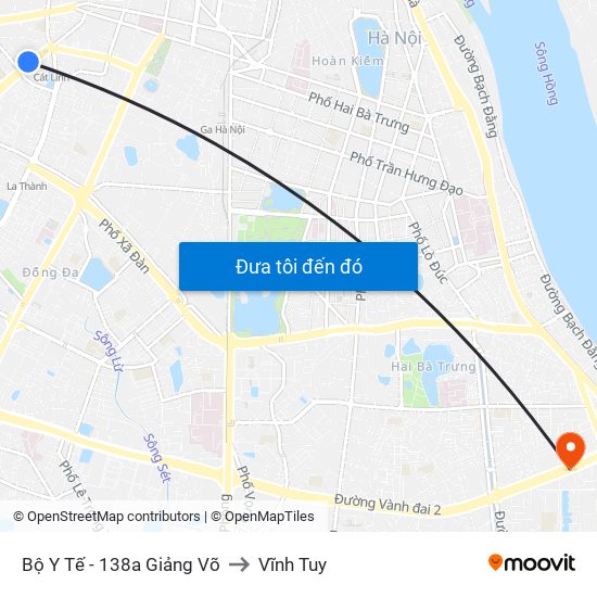 Bộ Y Tế - 138a Giảng Võ to Vĩnh Tuy map