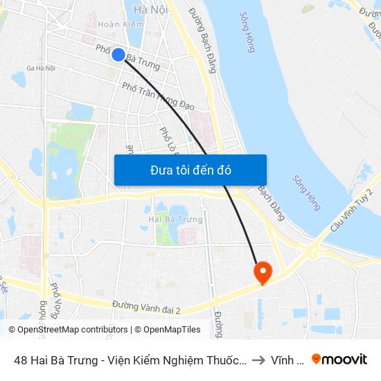 48 Hai Bà Trưng - Viện Kiểm Nghiệm Thuốc Trung Ương to Vĩnh Tuy map