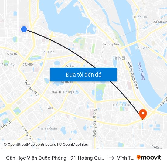 Gần Học Viện Quốc Phòng - 91 Hoàng Quốc Việt to Vĩnh Tuy map