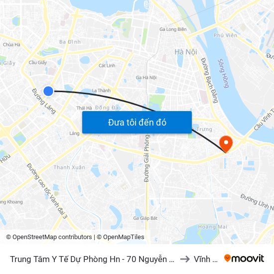 Trung Tâm Y Tế Dự Phòng Hn - 70 Nguyễn Chí Thanh to Vĩnh Tuy map