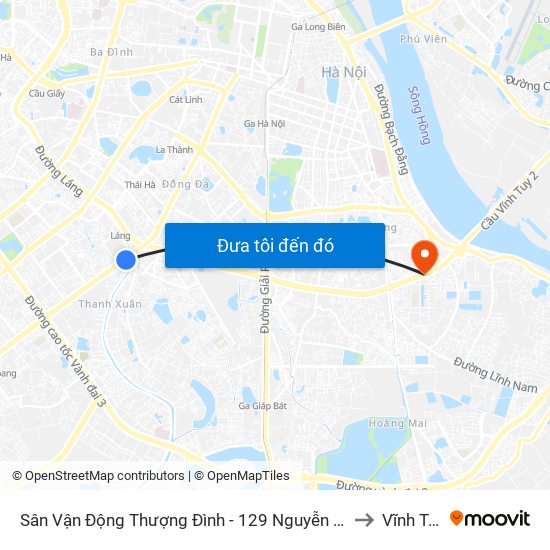 Sân Vận Động Thượng Đình - 129 Nguyễn Trãi to Vĩnh Tuy map