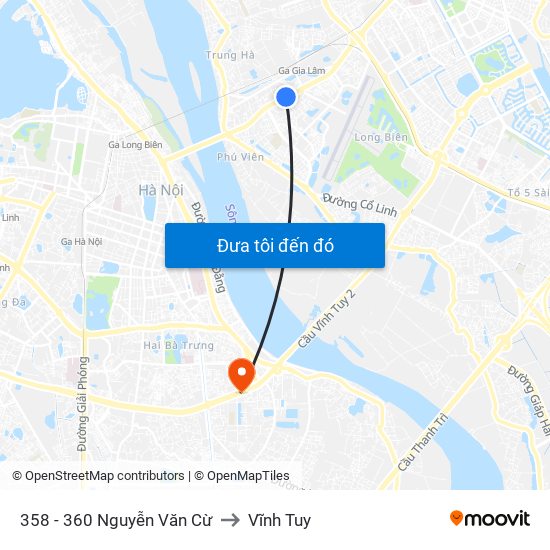 358 - 360 Nguyễn Văn Cừ to Vĩnh Tuy map