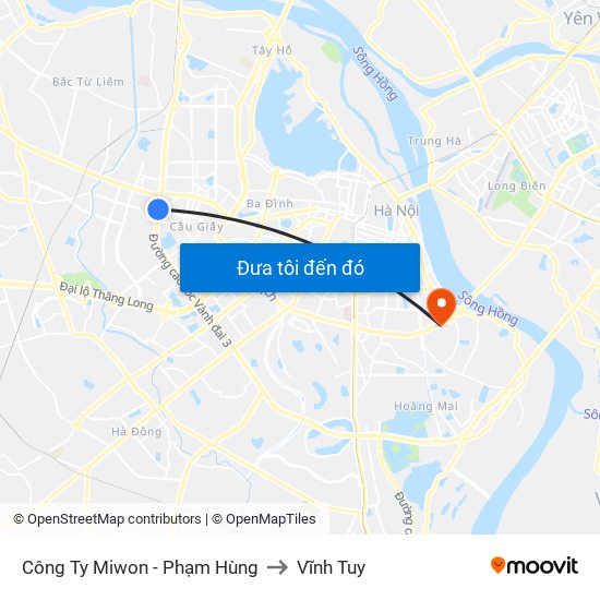 Công Ty Miwon - Phạm Hùng to Vĩnh Tuy map