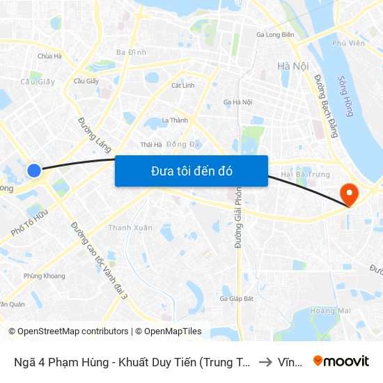 Ngã 4 Phạm Hùng - Khuất Duy Tiến (Trung Tâm Hội Nghị Quốc Gia) to Vĩnh Tuy map