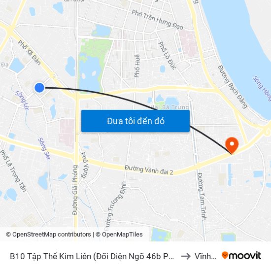 B10 Tập Thể Kim Liên (Đối Diện Ngõ 46b Phạm Ngọc Thạch) to Vĩnh Tuy map