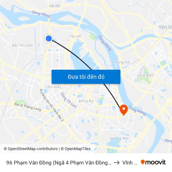 96 Phạm Văn Đồng (Ngã 4 Phạm Văn Đồng - Xuân Đỉnh) to Vĩnh Tuy map