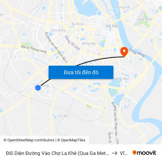 Đối Diện Đường Vào Chợ La Khê (Qua Ga Metro La Khê) - 405 Quang Trung (Hà Đông) to Vĩnh Tuy map