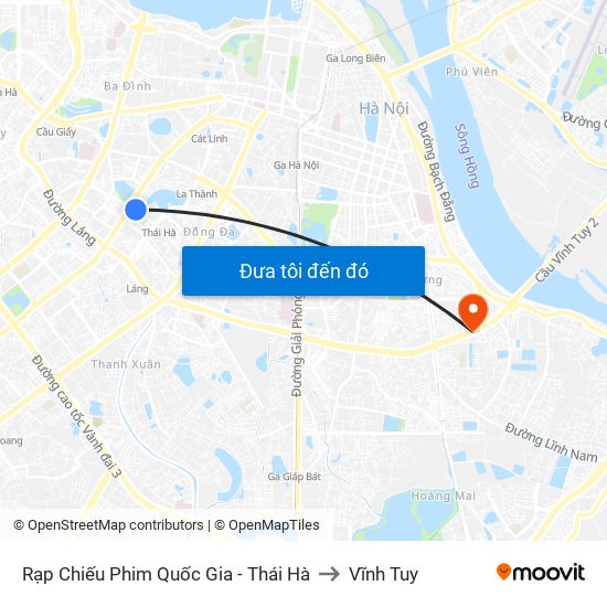 Rạp Chiếu Phim Quốc Gia - Thái Hà to Vĩnh Tuy map