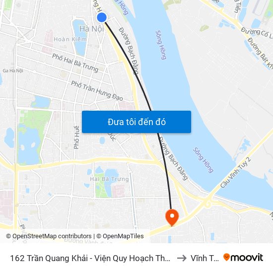 162 Trần Quang Khải - Viện Quy Hoạch Thủy Lợi to Vĩnh Tuy map