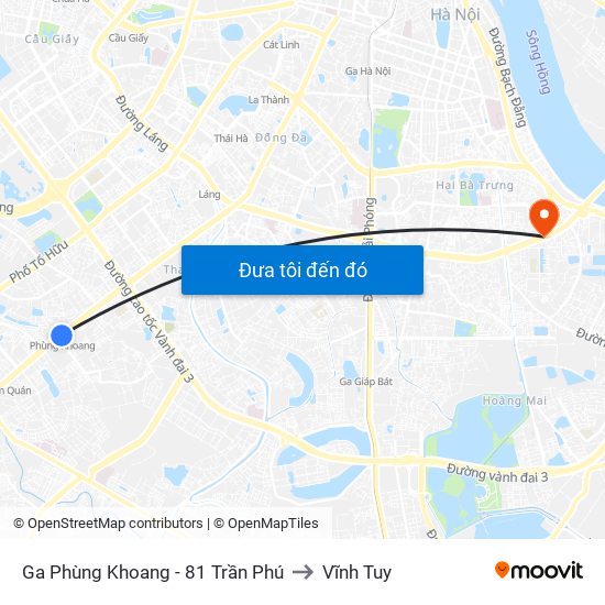 Ga Phùng Khoang - 81 Trần Phú to Vĩnh Tuy map