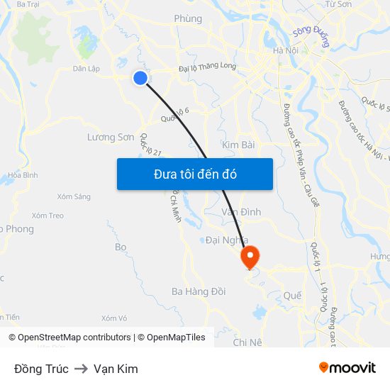 Đồng Trúc to Vạn Kim map