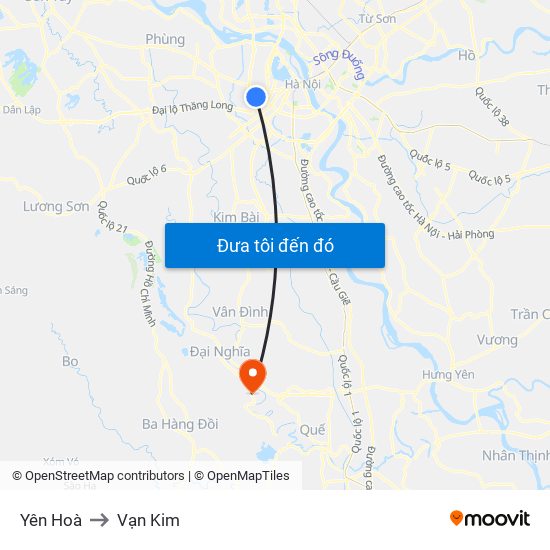 Yên Hoà to Vạn Kim map