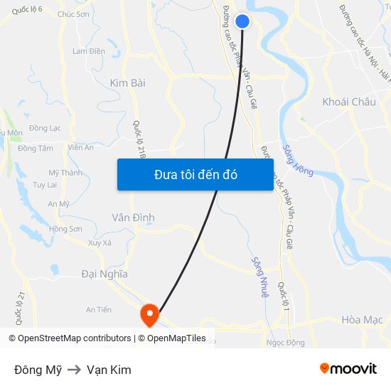 Đông Mỹ to Vạn Kim map