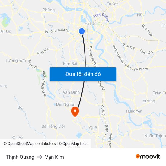 Thịnh Quang to Vạn Kim map