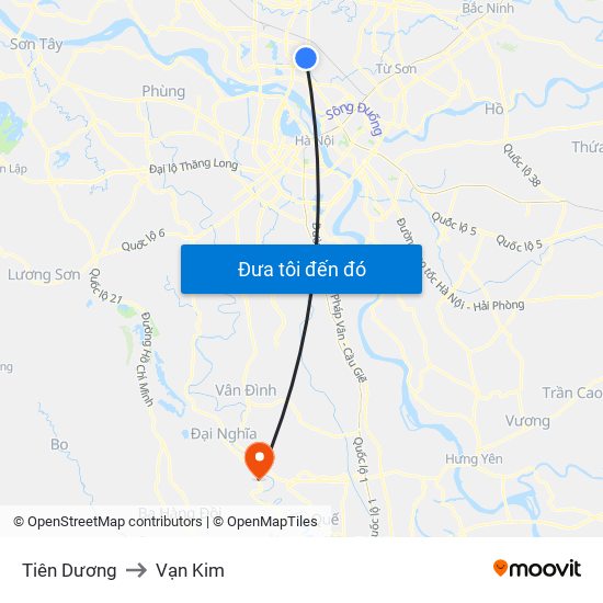 Tiên Dương to Vạn Kim map