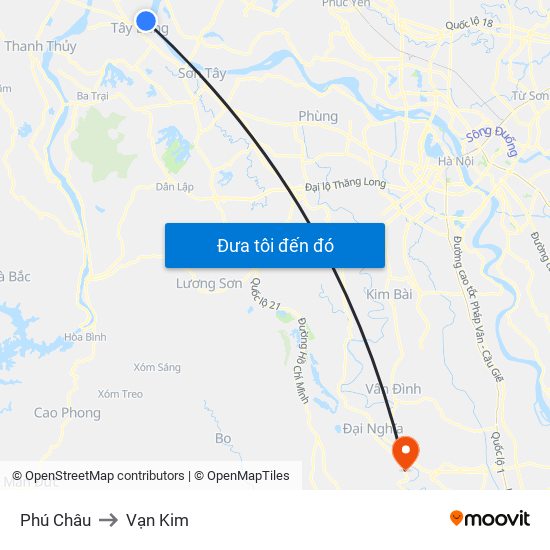 Phú Châu to Vạn Kim map