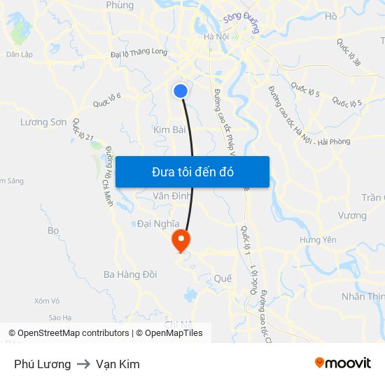 Phú Lương to Vạn Kim map