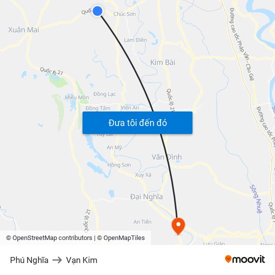 Phú Nghĩa to Vạn Kim map