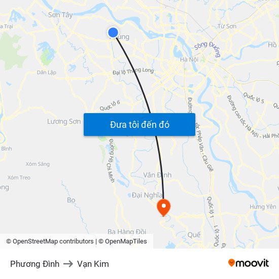 Phương Đình to Vạn Kim map