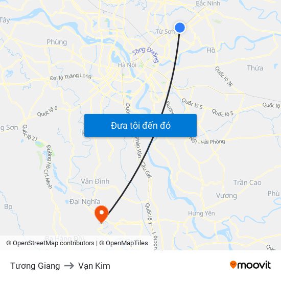 Tương Giang to Vạn Kim map