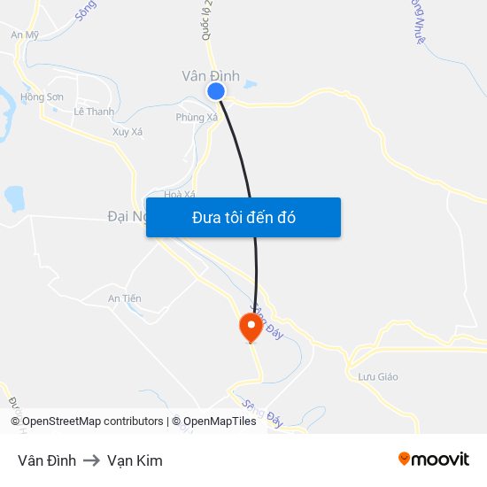 Vân Đình to Vạn Kim map