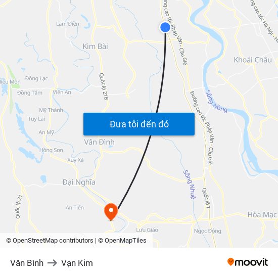 Văn Bình to Vạn Kim map