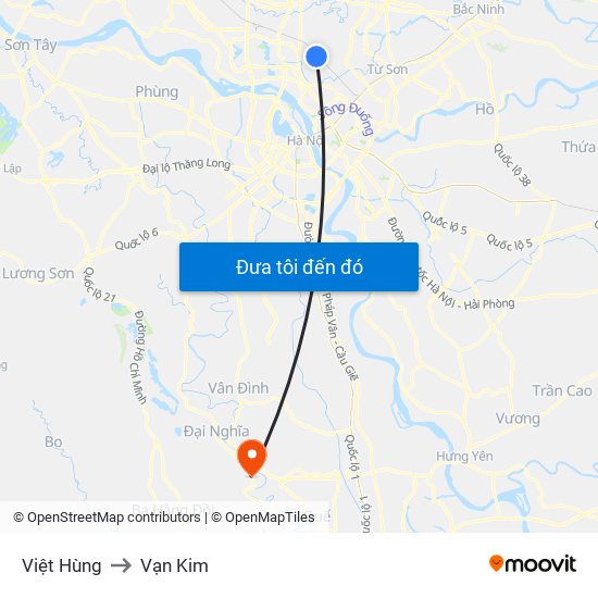 Việt Hùng to Vạn Kim map