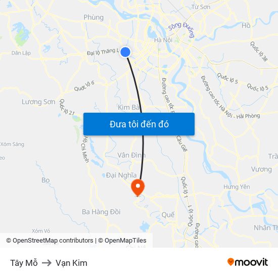 Tây Mỗ to Vạn Kim map