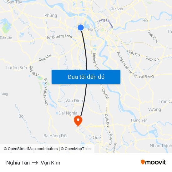 Nghĩa Tân to Vạn Kim map