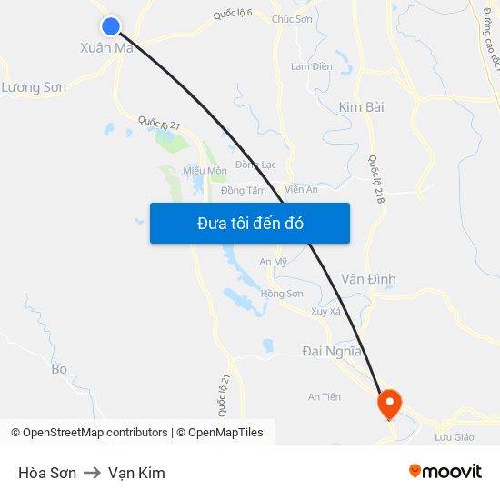 Hòa Sơn to Vạn Kim map