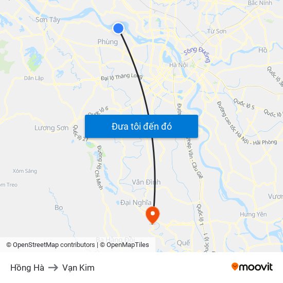 Hồng Hà to Vạn Kim map