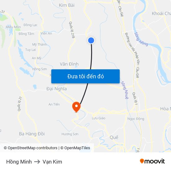 Hồng Minh to Vạn Kim map