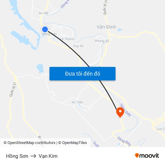 Hồng Sơn to Vạn Kim map