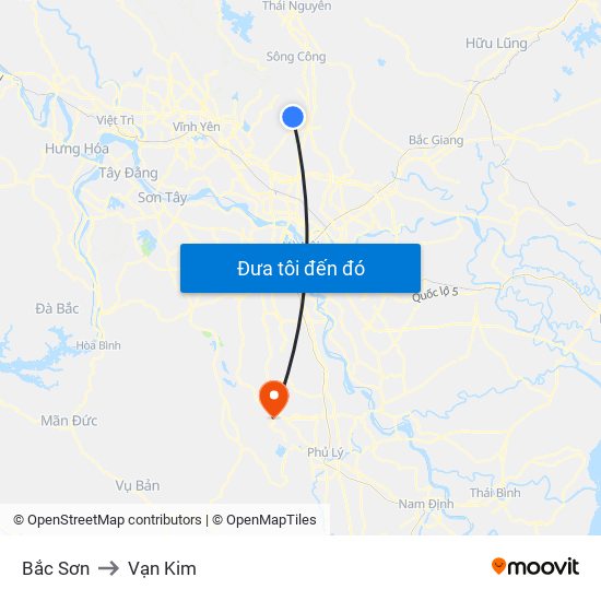 Bắc Sơn to Vạn Kim map